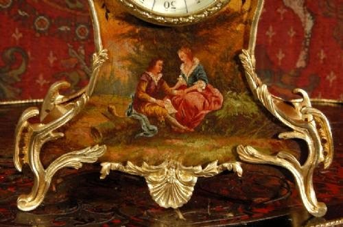 fig 3. ***** SOLD ***** Gold Lacquer and Ormolu Rococo Boudoir Clock
